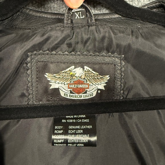 Harley Davidson Size XL Vest Black Moto Motorcycle Genuine Leather Lace Up Side - Picture 6 of 9